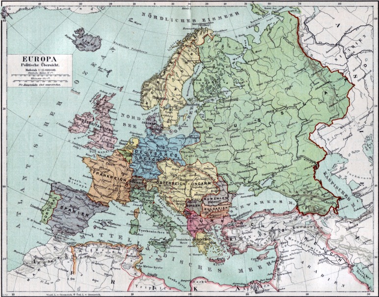 Europa Karte Staatenwelt um 1890
